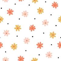 modèle sans couture avec de simples petites fleurs de couleur pastel. fond floral reproductible avec camomille. joli imprimé enfantin. illustration vectorielle dans un style décoratif scandinave. vecteur