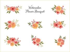 ensemble de collection de bouquet de fleurs aquarelle vecteur