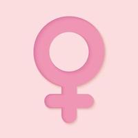 icône de sexe féminin dans un style papier découpé. symbole minimaliste sur fond rose. signe de genre. illustration vectorielle vecteur