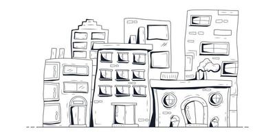 contour de la conception de la maison de dessin animé, illustration de la maison dessinée à la main. vecteur