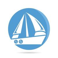 icône de yacht dans l'illustration du bouton cercle vecteur