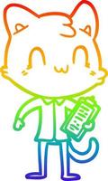 arc en ciel gradient ligne dessin dessin animé chat heureux vecteur