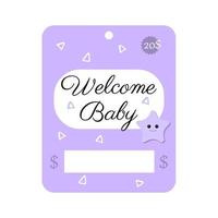 bienvenue aux cartes d'invitation de voeux de douche de bébé. carte-cadeau bébé, modèle de carte d'argent. illustration vectorielle. vecteur