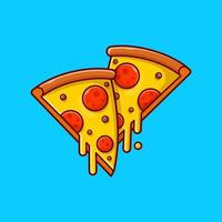 illustration d'icône de vecteur de dessin animé fondu de pizza. concept d'icône d'objet alimentaire isolé vecteur premium. style de dessin animé plat