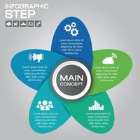 Éléments de conception infographique en 5 étapes pour l'illustration vectorielle de votre entreprise. vecteur