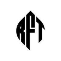 création de logo de lettre de cercle rft avec forme de cercle et d'ellipse. lettres ellipse rft avec style typographique. les trois initiales forment un logo circulaire. rft cercle emblème abstrait monogramme lettre marque vecteur. vecteur