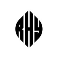 création de logo de lettre de cercle rhy avec forme de cercle et d'ellipse. lettres d'ellipse rhy avec style typographique. les trois initiales forment un logo circulaire. rhy cercle emblème abstrait monogramme lettre marque vecteur. vecteur