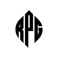 création de logo de lettre de cercle rpg avec forme de cercle et d'ellipse. lettres d'ellipse rpg avec style typographique. les trois initiales forment un logo circulaire. rpg cercle emblème abstrait monogramme lettre marque vecteur. vecteur