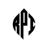 création de logo de lettre de cercle rpi avec forme de cercle et d'ellipse. lettres ellipse rpi avec style typographique. les trois initiales forment un logo circulaire. rpi cercle emblème abstrait monogramme lettre marque vecteur. vecteur