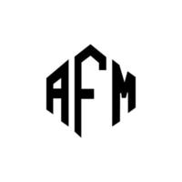 création de logo de lettre afm avec forme de polygone. création de logo en forme de polygone et de cube afm. modèle de logo vectoriel afm hexagone couleurs blanches et noires. monogramme afm, logo commercial et immobilier.