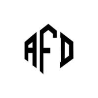 création de logo de lettre afd avec forme de polygone. création de logo en forme de polygone et de cube afd. modèle de logo vectoriel hexagone afd couleurs blanches et noires. monogramme afd, logo commercial et immobilier.