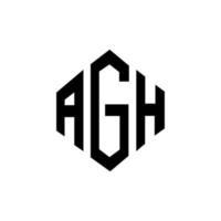 création de logo de lettre agh avec forme de polygone. création de logo en forme de polygone et de cube agh. modèle de logo vectoriel hexagone agh couleurs blanches et noires. monogramme agh, logo d'entreprise et immobilier.