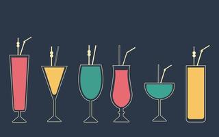 ensemble d'icônes de cocktails vintage. vecteur