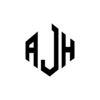 création de logo de lettre ajh avec forme de polygone. création de logo en forme de polygone et de cube ajh. modèle de logo vectoriel ajh hexagone couleurs blanches et noires. monogramme ajh, logo d'entreprise et immobilier.