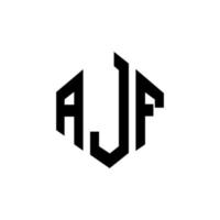 création de logo de lettre ajf avec forme de polygone. création de logo en forme de polygone et de cube ajf. modèle de logo vectoriel ajf hexagone couleurs blanches et noires. monogramme ajf, logo d'entreprise et immobilier.