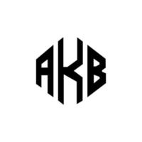 création de logo de lettre akb avec forme de polygone. création de logo en forme de polygone et de cube akb. modèle de logo vectoriel akb hexagone couleurs blanches et noires. monogramme akb, logo d'entreprise et immobilier.
