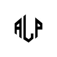 création de logo de lettre alp avec forme de polygone. conception de logo en forme de polygone et de cube alp. modèle de logo vectoriel alp hexagone couleurs blanches et noires. monogramme alp, logo d'entreprise et immobilier.