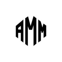 création de logo de lettre amm avec forme de polygone. création de logo en forme de polygone et de cube amm. modèle de logo vectoriel amm hexagone couleurs blanches et noires. monogramme amm, logo d'entreprise et immobilier.