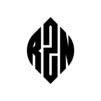 création de logo de lettre de cercle rzn avec forme de cercle et d'ellipse. lettres ellipse rzn avec style typographique. les trois initiales forment un logo circulaire. emblème de cercle rzn vecteur de marque de lettre de monogramme abstrait.