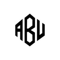 création de logo de lettre abu avec forme de polygone. création de logo en forme de polygone et de cube abu. modèle de logo vectoriel abu hexagone couleurs blanches et noires. monogramme abu, logo d'entreprise et immobilier.