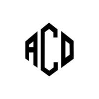 création de logo de lettre aco avec forme de polygone. création de logo en forme de polygone et de cube aco. modèle de logo vectoriel aco hexagone couleurs blanches et noires. monogramme aco, logo d'entreprise et immobilier.