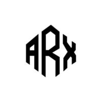 création de logo de lettre arx avec forme de polygone. création de logo en forme de polygone et de cube arx. modèle de logo vectoriel arx hexagone couleurs blanches et noires. monogramme arx, logo d'entreprise et immobilier.