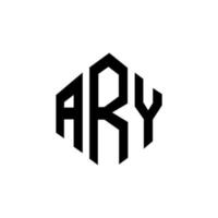 création de logo de lettre ary avec forme de polygone. création de logo en forme de polygone et de cube. modèle de logo vectoriel ary hexagone couleurs blanches et noires. monogramme ary, logo d'entreprise et immobilier.