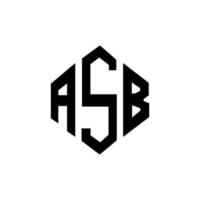création de logo de lettre asb avec forme de polygone. création de logo en forme de polygone et de cube asb. modèle de logo vectoriel hexagone asb couleurs blanches et noires. monogramme asb, logo commercial et immobilier.