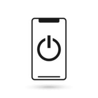 icône du design plat de téléphone portable avec icône de mise sous tension vecteur