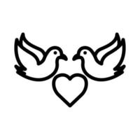 icône de pigeons avec coeur. icône liée au mariage. style d'icône de ligne. conception simple modifiable vecteur