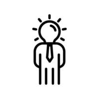 icône de personnes avec tête d'ampoule. adapté à l'icône de l'entrepreneur, aux affaires. style d'icône de ligne. conception simple modifiable vecteur