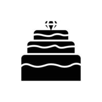 icône de gâteau avec pierre précieuse. icône liée au mariage. style d'icône solide, glyphe. conception simple modifiable vecteur