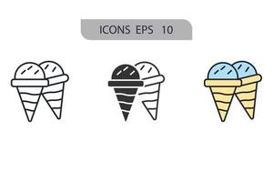 icônes de crème glacée symboles éléments vectoriels pour le web infographique vecteur