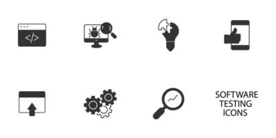 ensemble d'icônes de test de logiciel. éléments de vecteur de symbole de pack de test logiciel pour le web infographique