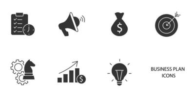 ensemble d'icônes de plan d'affaires. plan d'affaires pack symbole éléments vectoriels pour le web infographique vecteur