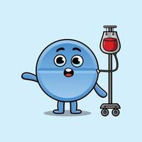 dessin animé de médecine de pilule ayant une transfusion sanguine vecteur