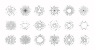 éclat de soleil vintage, ligne de vecteur de rayons de soleil