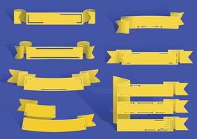 bannière ensemble de rubans jaunes sur fond bleu pastel. vecteur