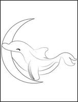 coloriage de dauphin, coloriage de dauphin facile pour les enfants vecteur