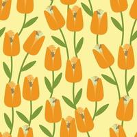 fond abstrait sans couture de fleurs de tulipe orange, carte de voeux ou tissu vecteur