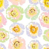 fond de motif de plantes doodle sans couture avec fleurs pastel, carte de voeux ou tissu vecteur
