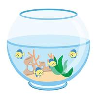 aquarium avec poisson d'or isolé sur fond blanc. illustration vectorielle en style cartoon. parfait pour la conception des enfants ou pour décorer une animalerie vecteur