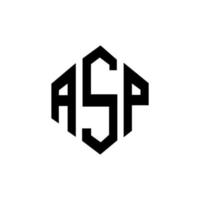 création de logo de lettre asp avec forme de polygone. création de logo en forme de polygone et de cube asp. modèle de logo vectoriel hexagone asp couleurs blanches et noires. monogramme asp, logo d'entreprise et immobilier.