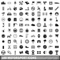 Ensemble de 100 icônes de sport automobile, style simple vecteur