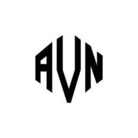 création de logo de lettre avn avec forme de polygone. création de logo en forme de polygone et de cube avn. modèle de logo vectoriel avn hexagone couleurs blanches et noires. monogramme avn, logo d'entreprise et immobilier.