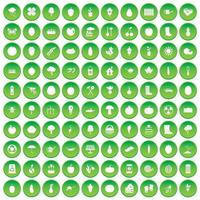 100 icônes de jardin définissent un cercle vert vecteur