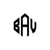 création de logo de lettre bav avec forme de polygone. création de logo en forme de polygone et de cube bav. modèle de logo vectoriel bav hexagone couleurs blanches et noires. monogramme bav, logo d'entreprise et immobilier.