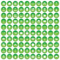 100 icônes de profession définissent un cercle vert vecteur
