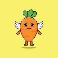 personnage de carotte de dessin animé mignon portant des ailes vecteur