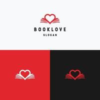 modèle de conception d'icône de logo d'amour de livre vecteur